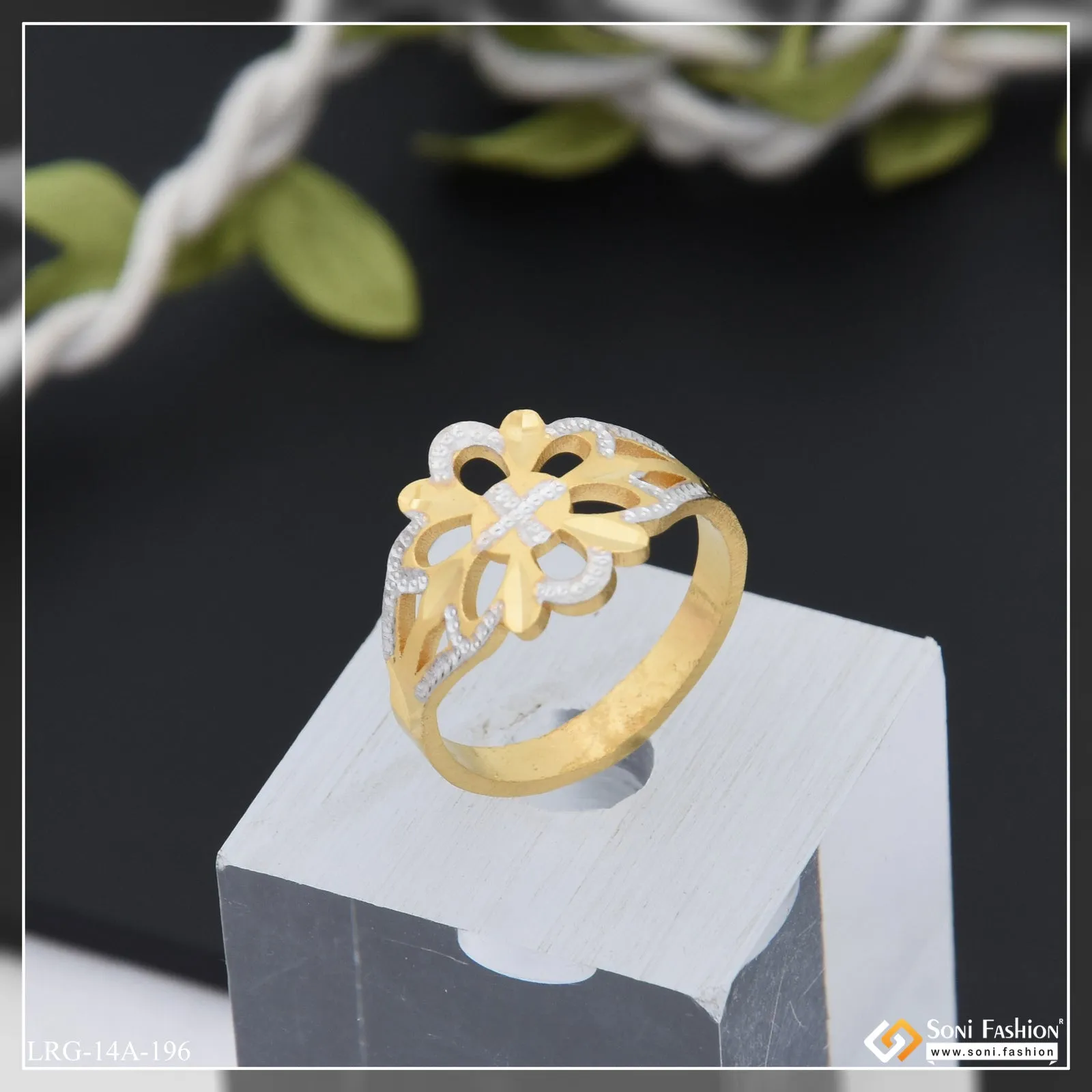 1 Gram Gold Plated Designer Decorative Design Ring for Ladies - Style A196