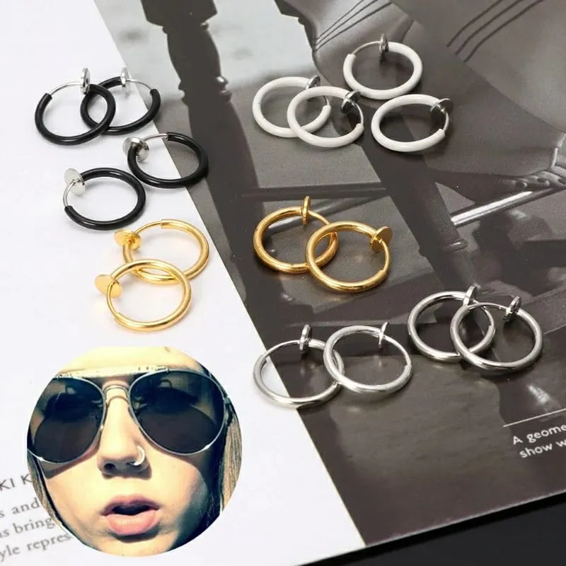 1 Pcs Trendy Stealth No Piercing Spring Nose Ear and Lip Helix Hoop Cuff Clip