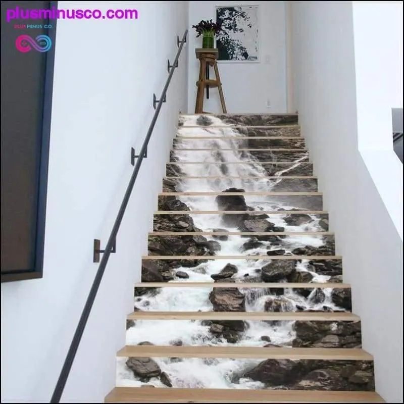 13Pcs/Set DIY 3D Stairway Stickers Waterfall Stairs Stickers