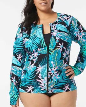 2024 Beach House Women's Plus Delray Botanical Ava Zip Front Rash Guard - Hw7b383