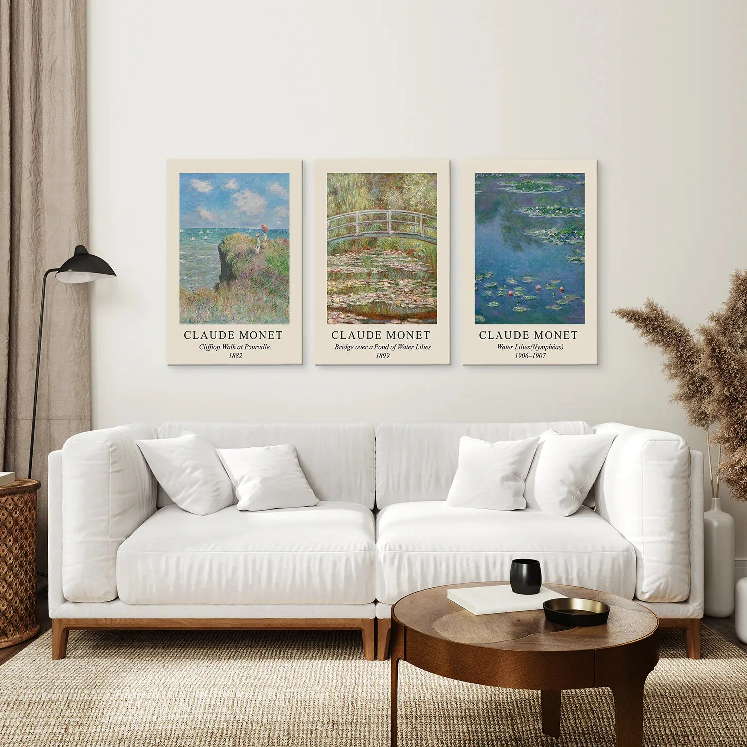 3 Piece Claude Monet Landscape Wall Art Set. Exhibition Style