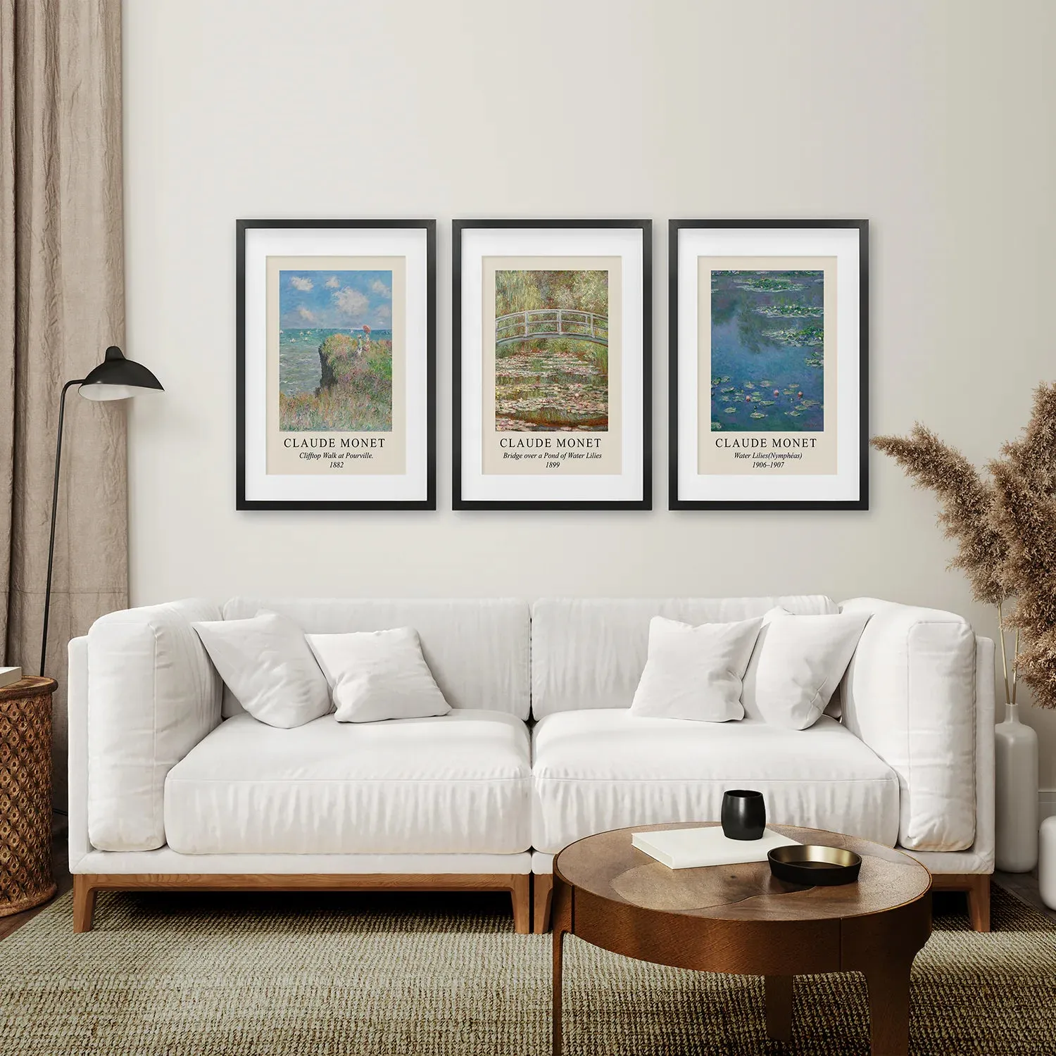 3 Piece Claude Monet Landscape Wall Art Set. Exhibition Style