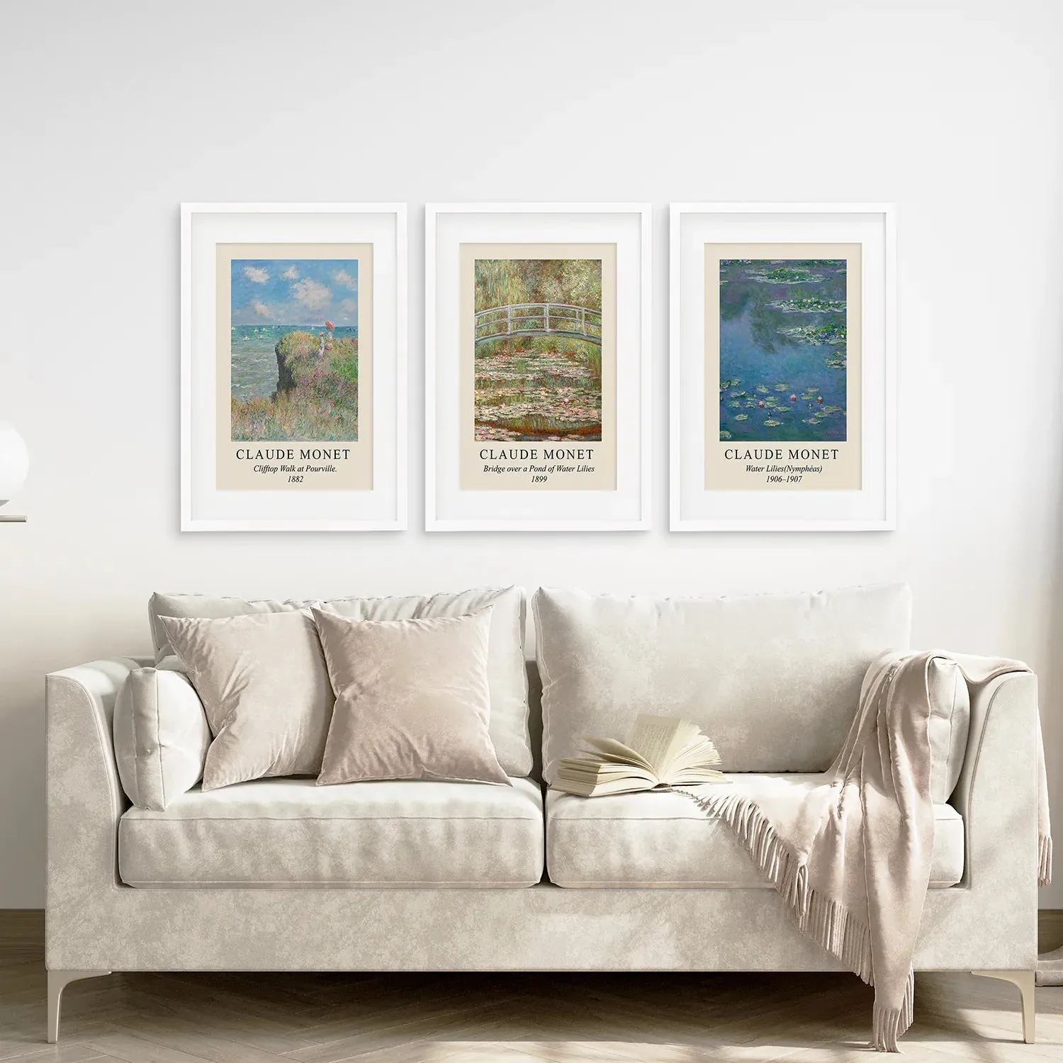 3 Piece Claude Monet Landscape Wall Art Set. Exhibition Style