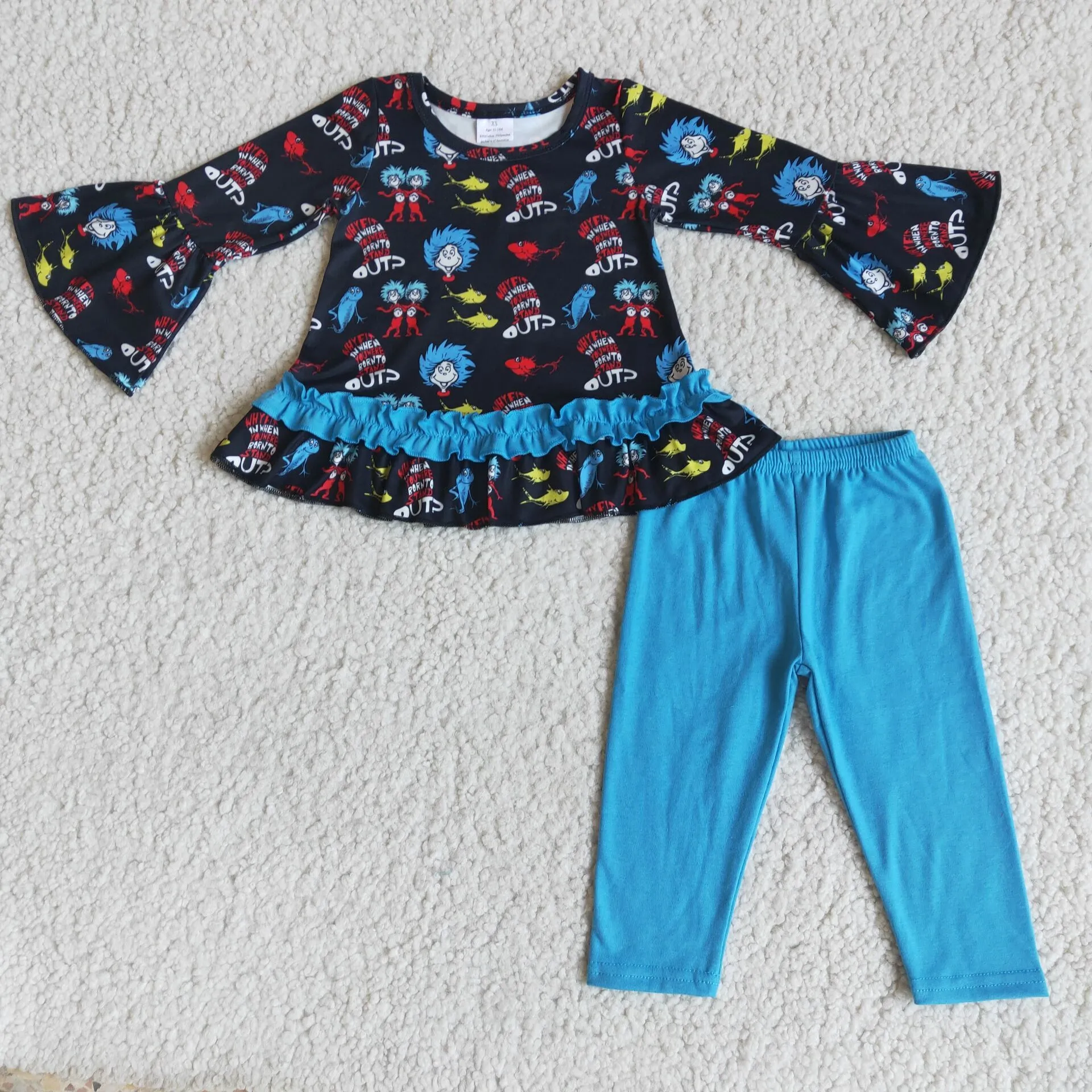 6 A10-16 girl blue cartoon winter long sleeve set-promotion 2023.12.9