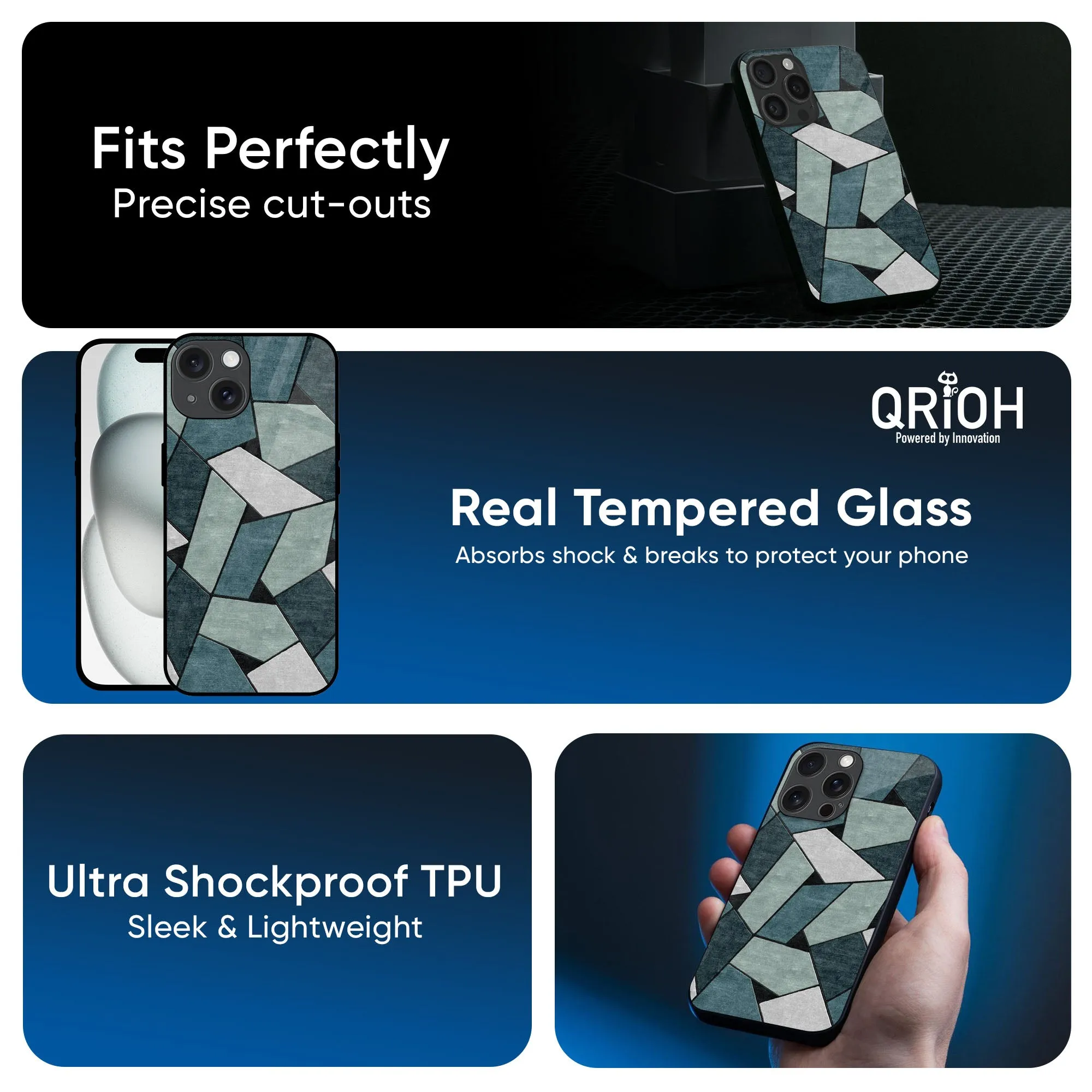 Abstact Tiles Glass Case for iPhone 16 Pro