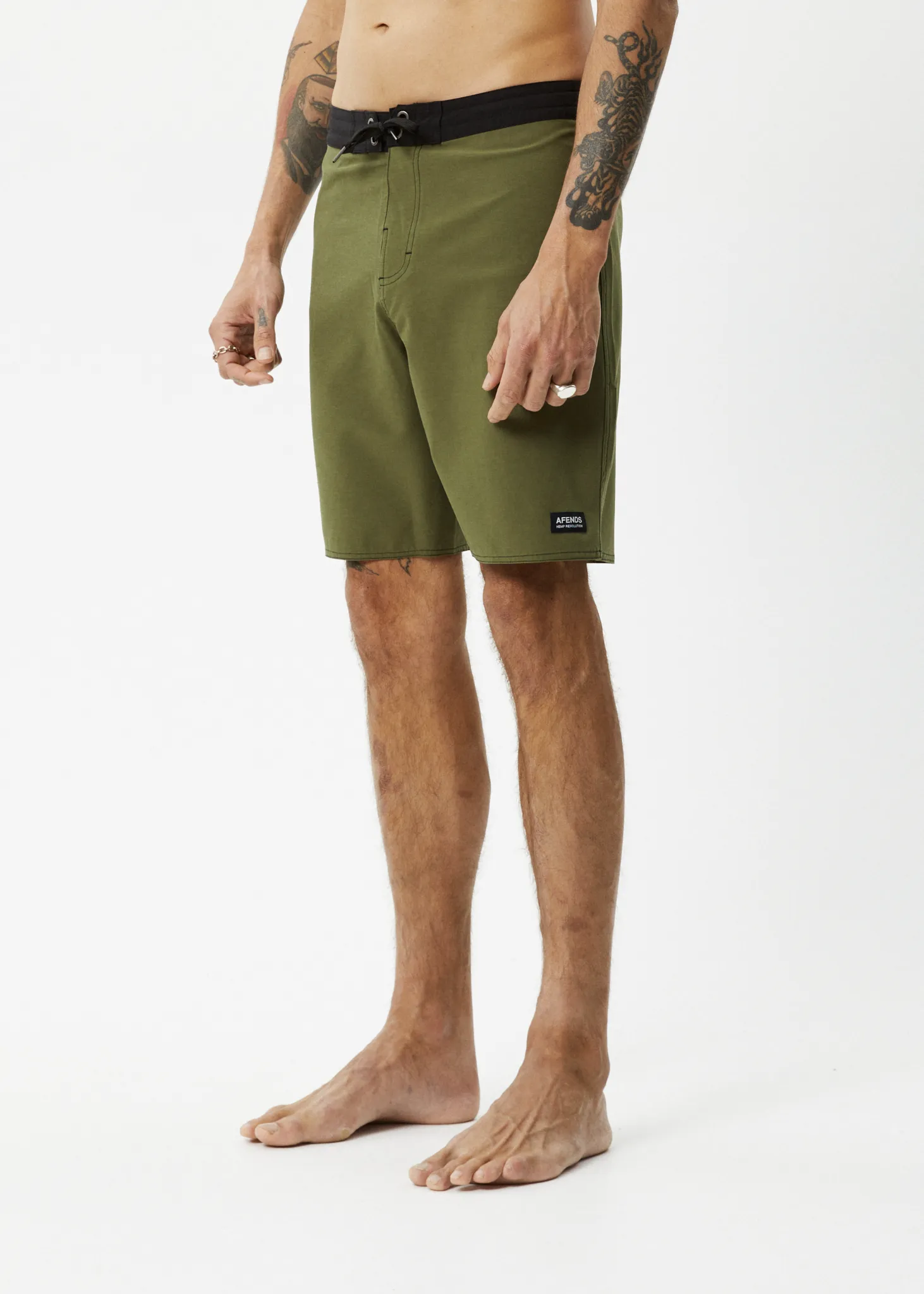 AFENDS Mens Surf Related - Fixed Waist Boardshorts 20" - Military