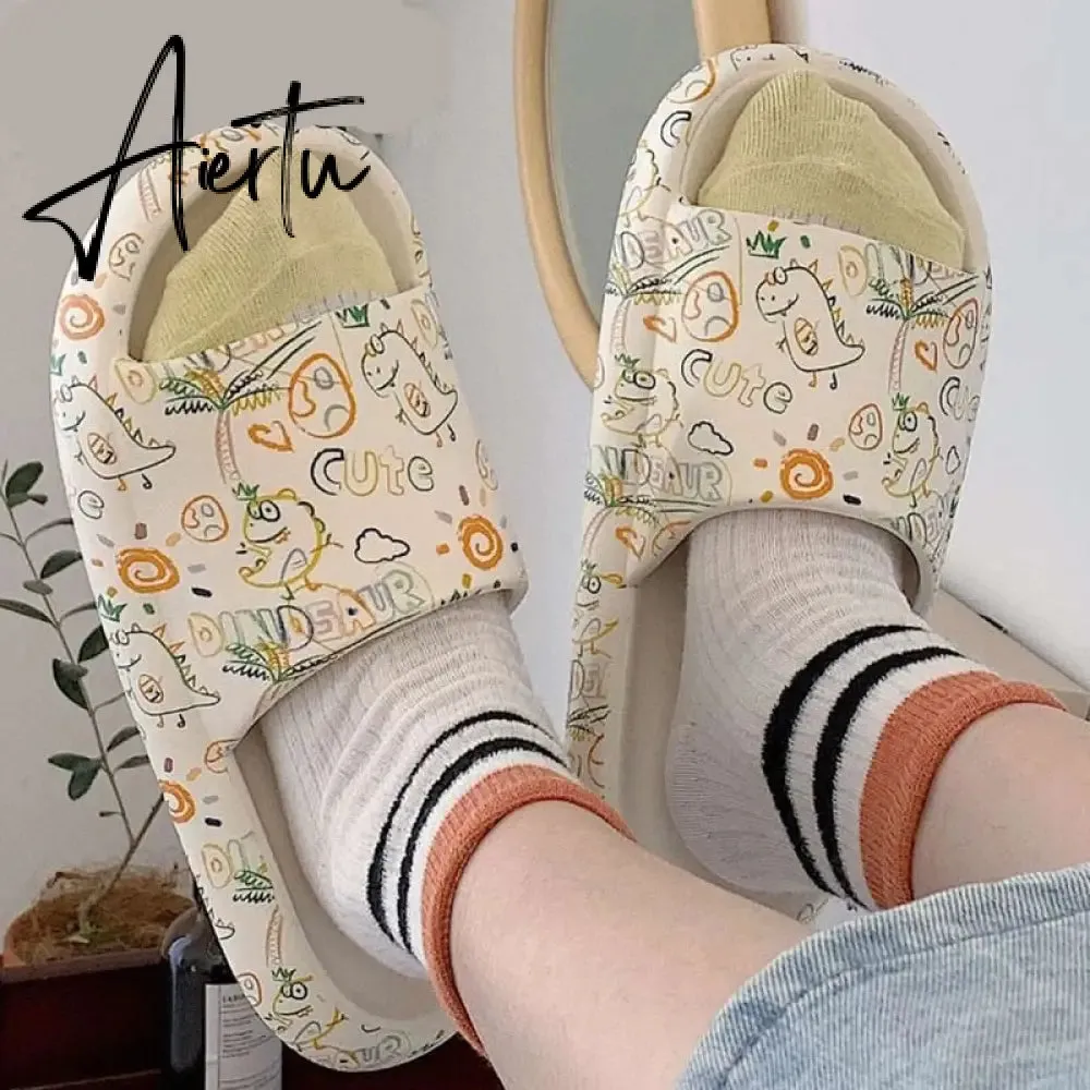 Aiertu New Arrivals Slippers For Women Indoor Home Summer Student Soft Sole Slides Fashion Ins Cartoon Graffiti Flip Flops