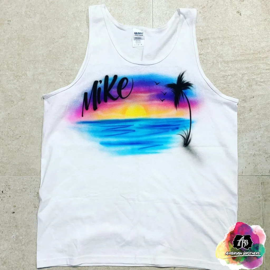 Airbrush Beach Sunset Shirt Design