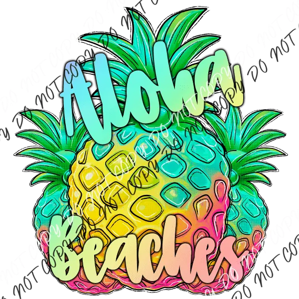 Aloha Beaches Pineapple Rainbow DTF Transfer