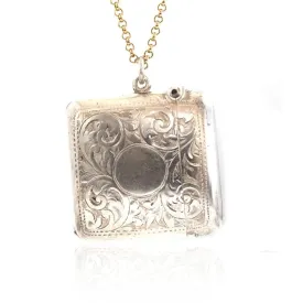 Antique Edwardian 1915 Silver Vesta Case Necklace