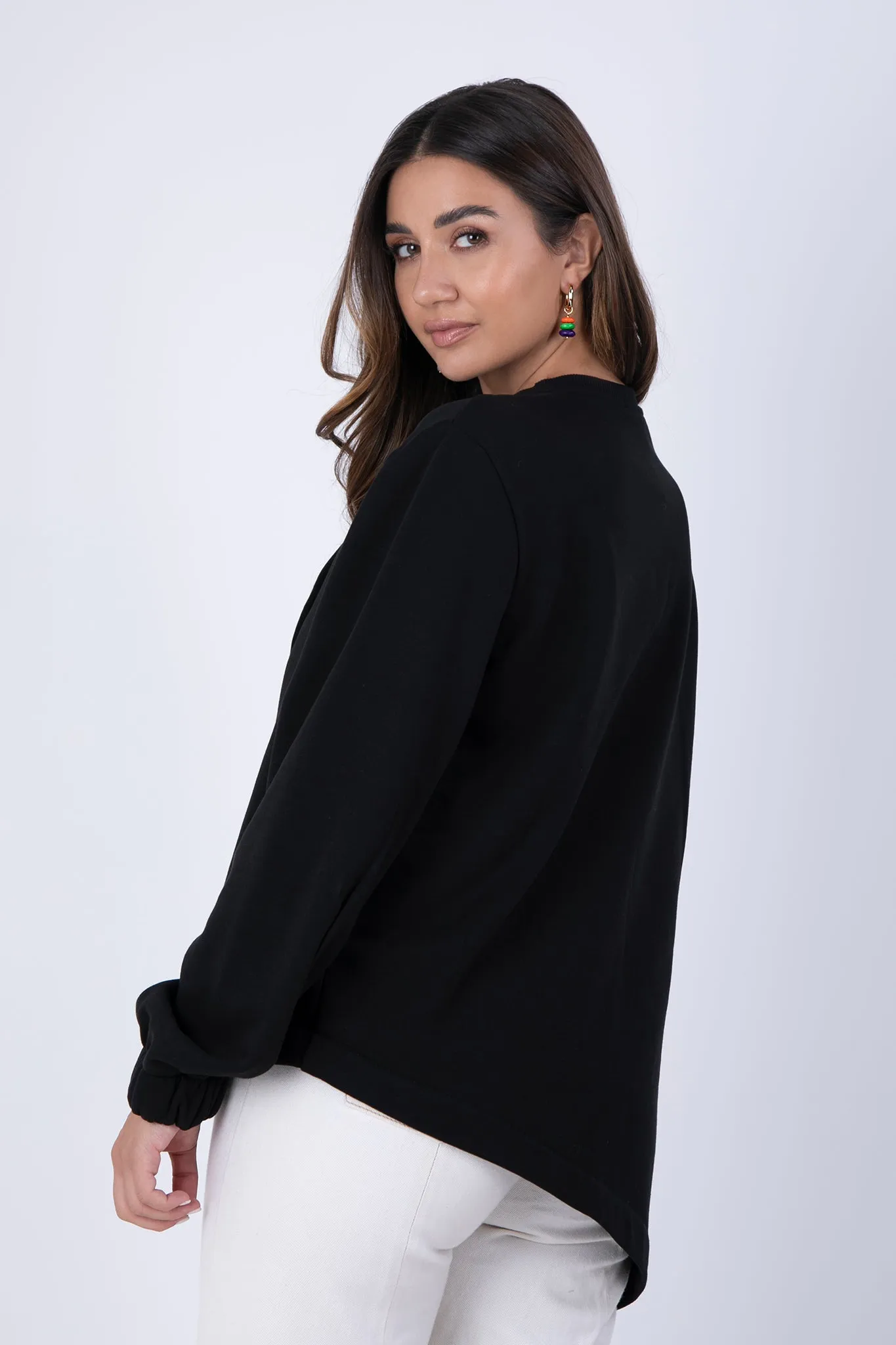 Ararat cotton sweater in black