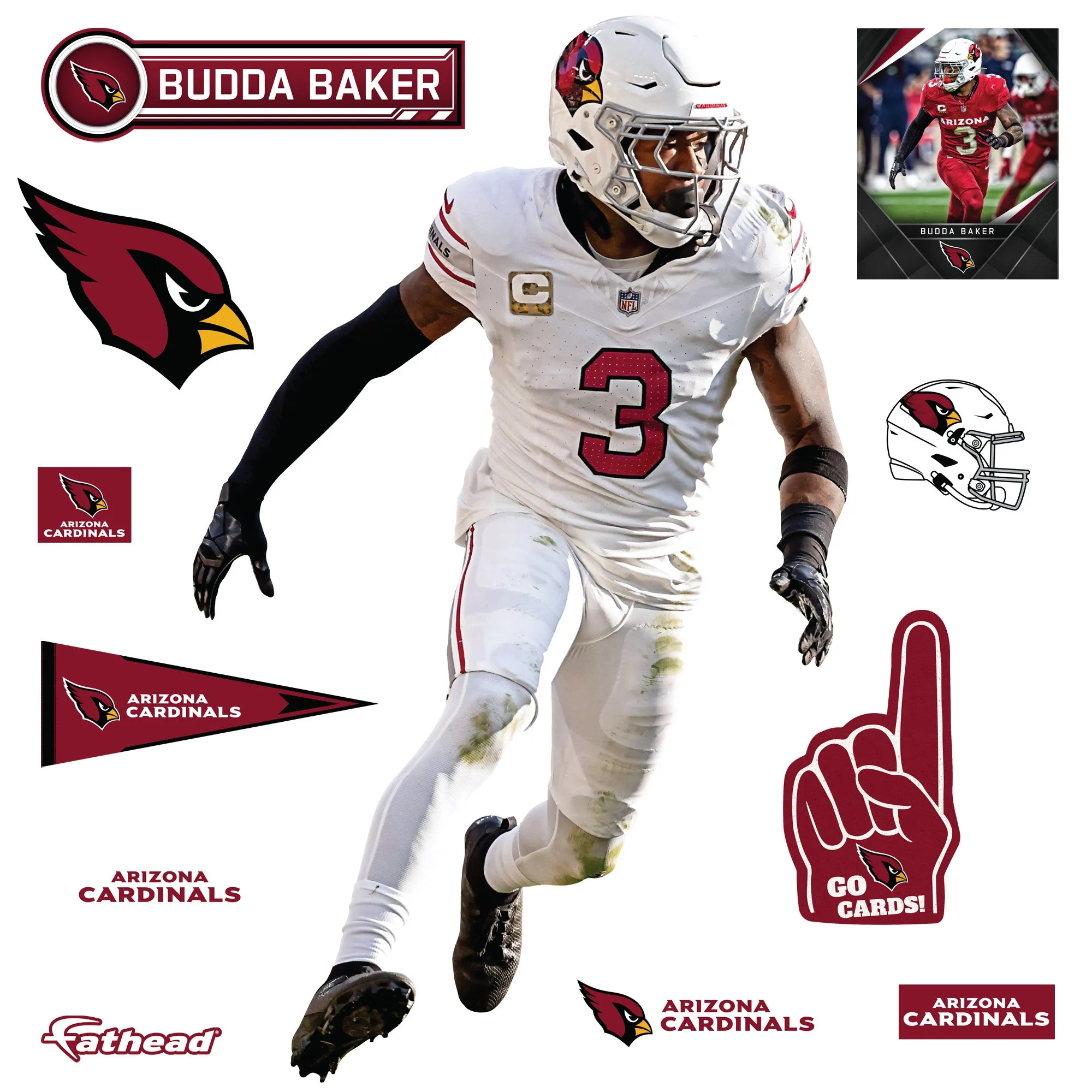 Arizona Cardinals: Budda Baker         - Officially Licensed NFL Removable     Adhesive Decal