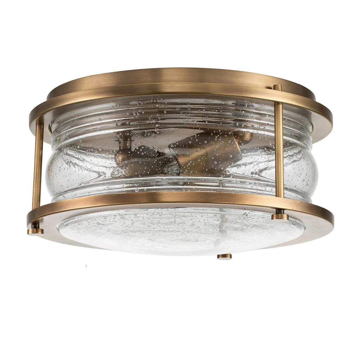 Ashland Bay 2Lt Bathroom Flush Light IP44 – Natural Brass / Polished Chrome