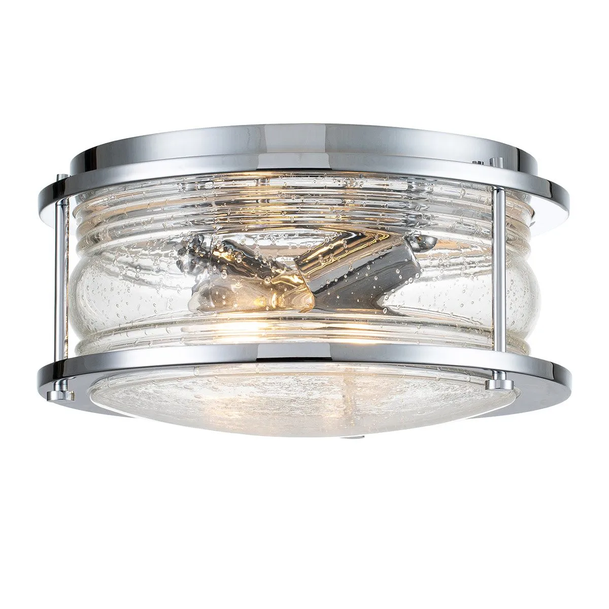 Ashland Bay 2Lt Bathroom Flush Light IP44 – Natural Brass / Polished Chrome