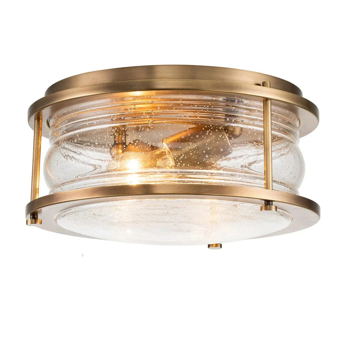 Ashland Bay 2Lt Bathroom Flush Light IP44 – Natural Brass / Polished Chrome