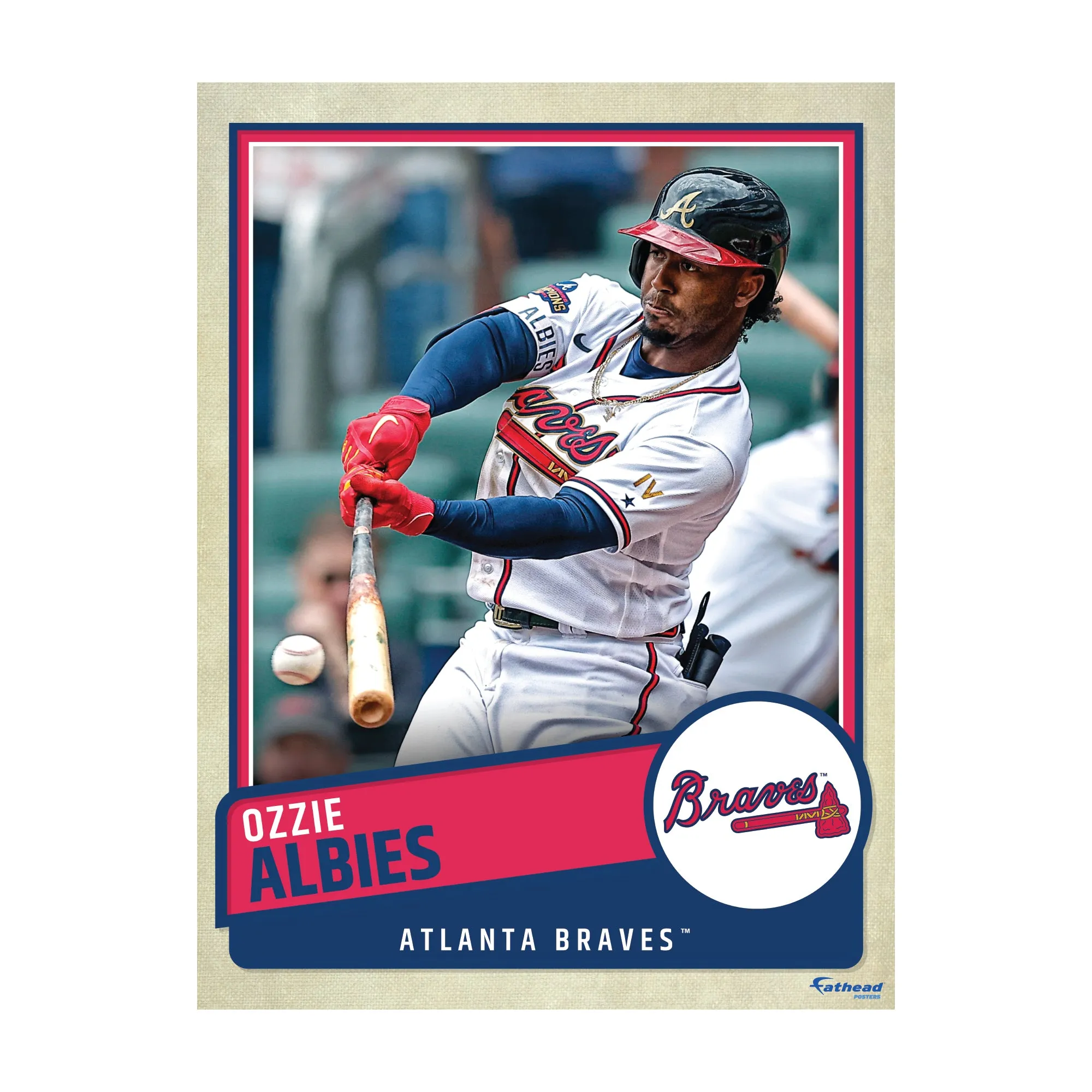 Atlanta Braves: Ozzie Albies  Poster        - Officially Licensed MLB Removable     Adhesive Decal