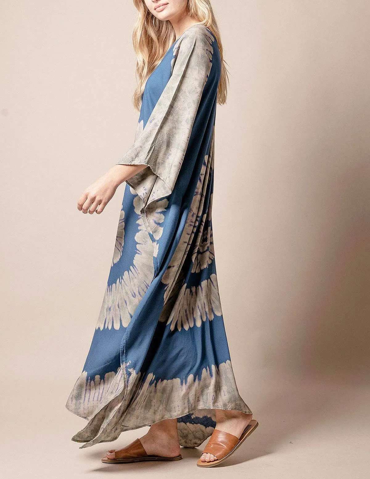 Aurora Tie-Dye Kaftan - Blue Teal