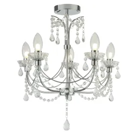 Autumn 5 Lt Bathroom Chandelier- Chrome & Crystal Glass, Ip44