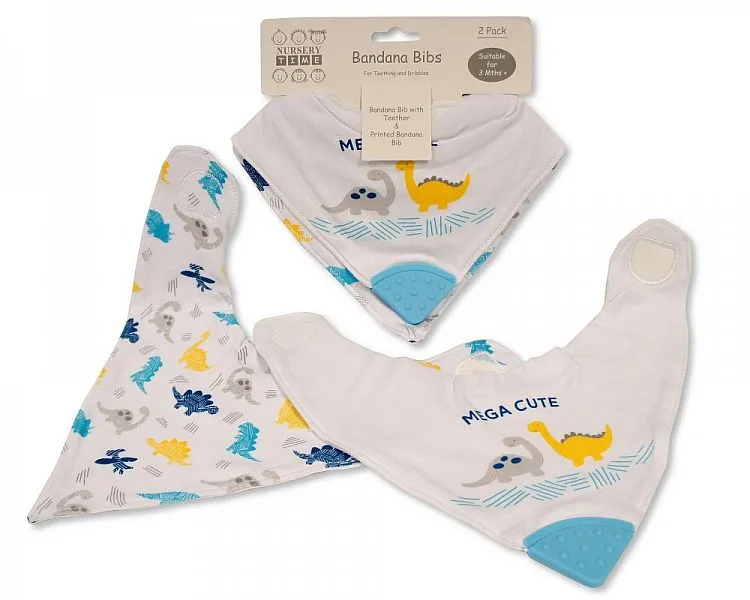 Baby Boys Cotton Bandana Bibs 2-Pack - Dino (Pk6) BW-104-759