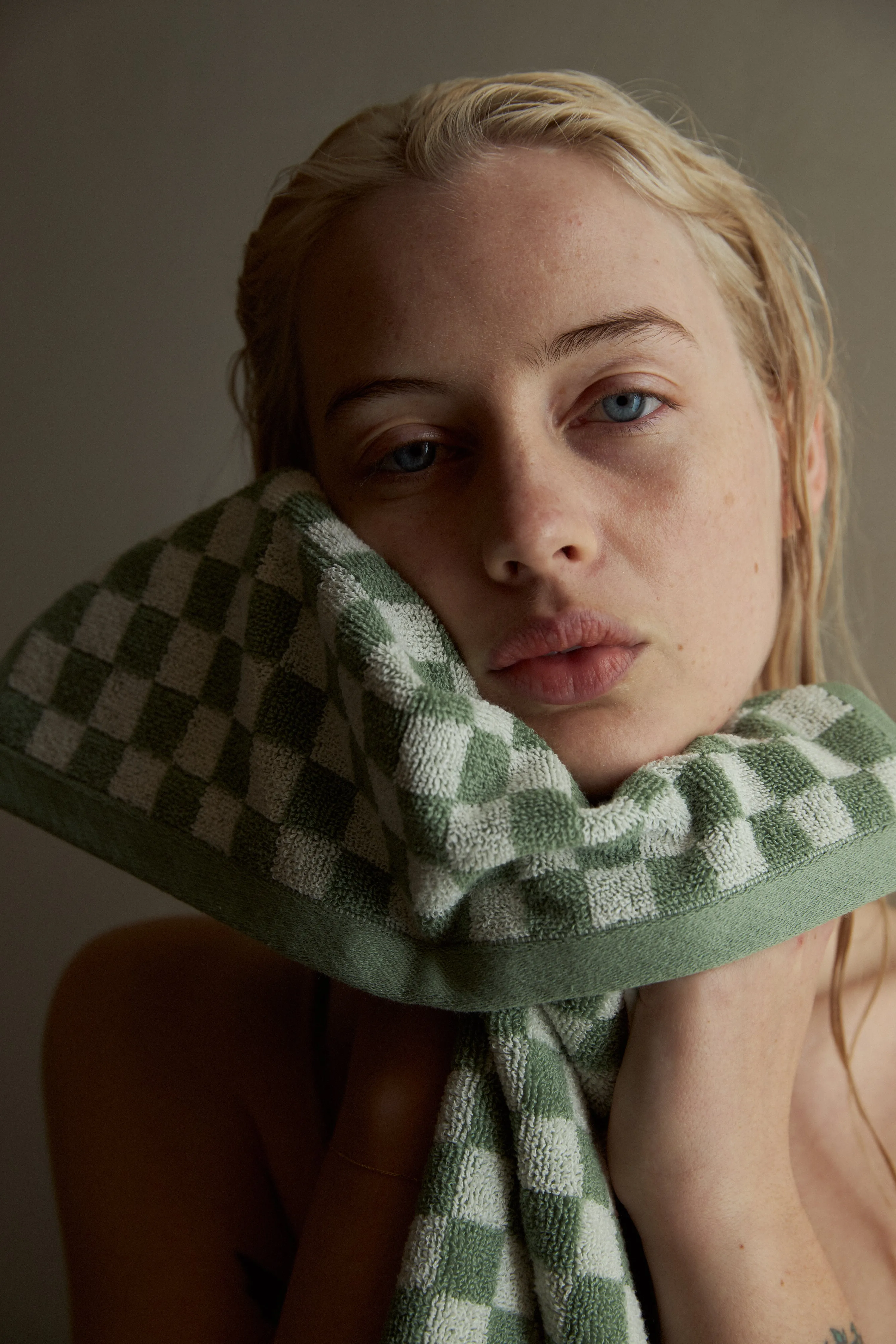 Baina | Josephine Hand Towel in Sage and Chalk