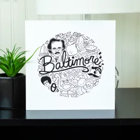 Baltimore art print, Charm City things art print, Baltimore icons design