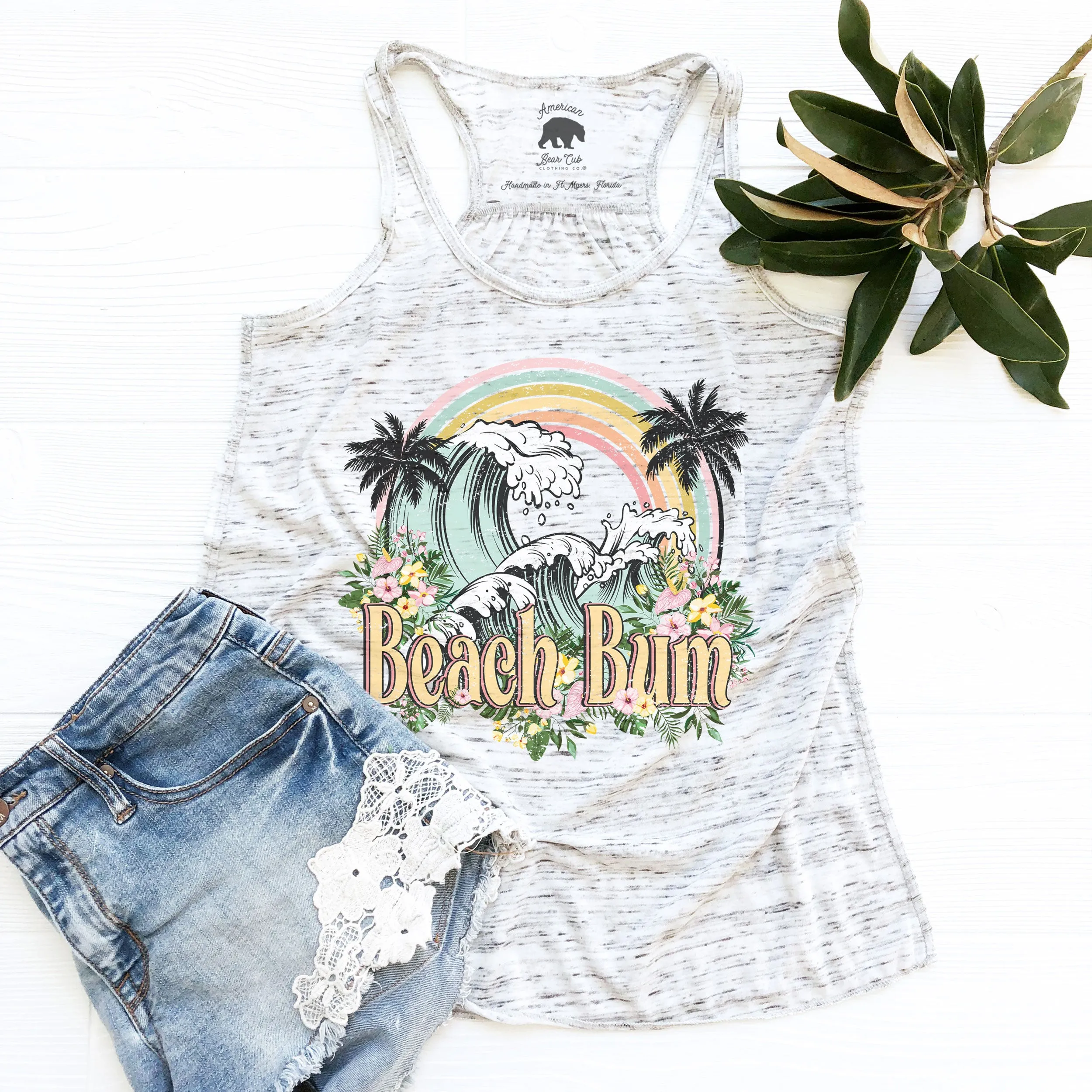 Beach Bum Rainbow flowy racerback tank top