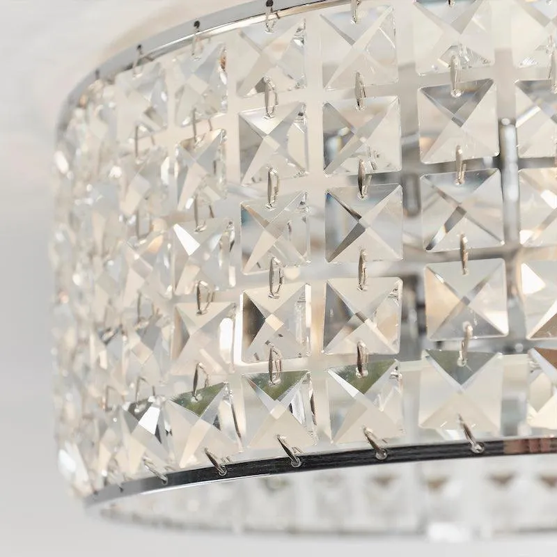 Belfont Clear Crystal And Chrome Flush Bathroom Ceiling Light