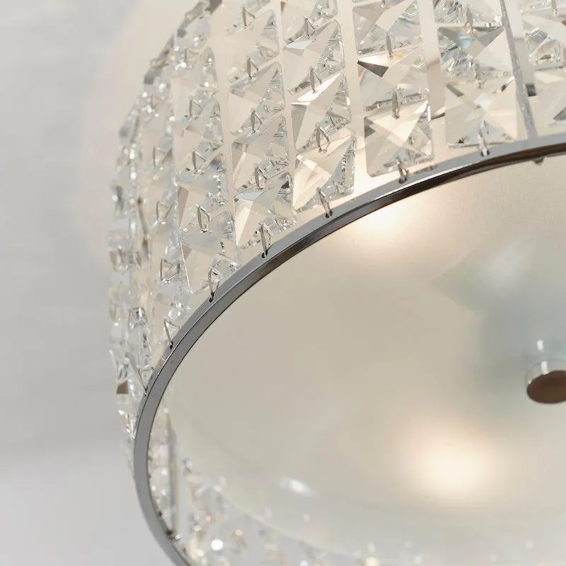 Belfont Clear Crystal And Chrome Flush Bathroom Ceiling Light