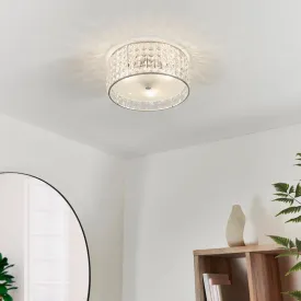 Belfont Clear Crystal And Chrome Flush Bathroom Ceiling Light