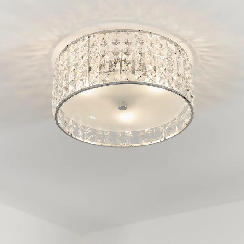 Belfont Clear Crystal And Chrome Flush Bathroom Ceiling Light