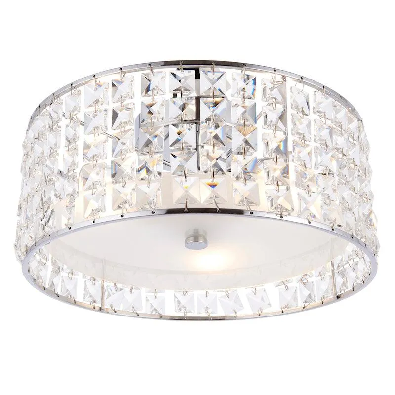 Belfont Clear Crystal And Chrome Flush Bathroom Ceiling Light