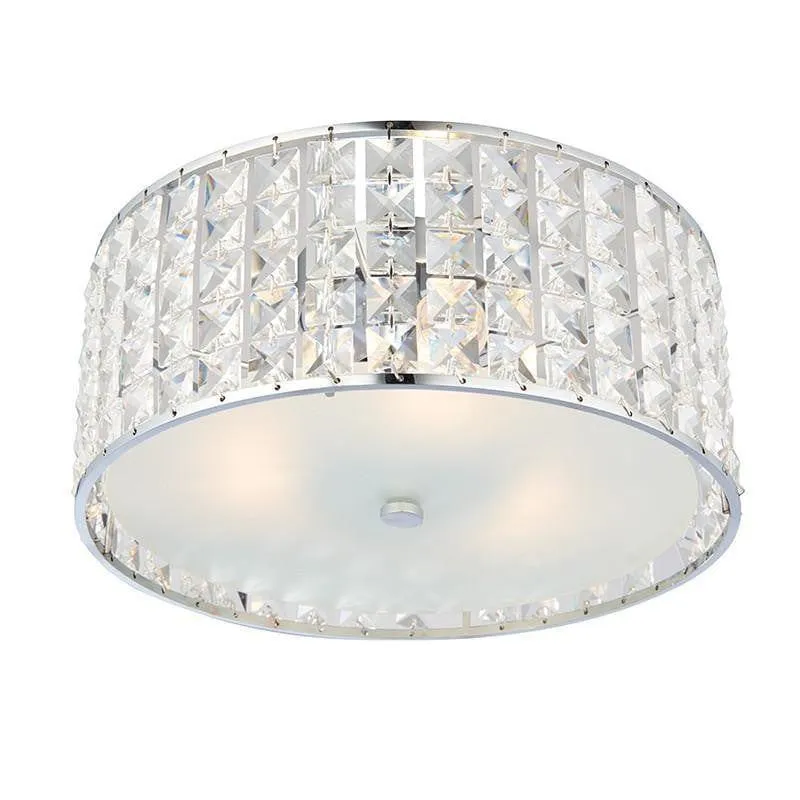 Belfont Clear Crystal And Chrome Flush Bathroom Ceiling Light