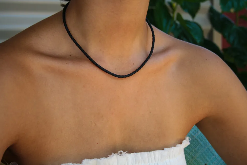 Black Braid Necklace with Sterling Silver Lobster Clasp