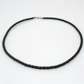 Black Braid Necklace with Sterling Silver Lobster Clasp