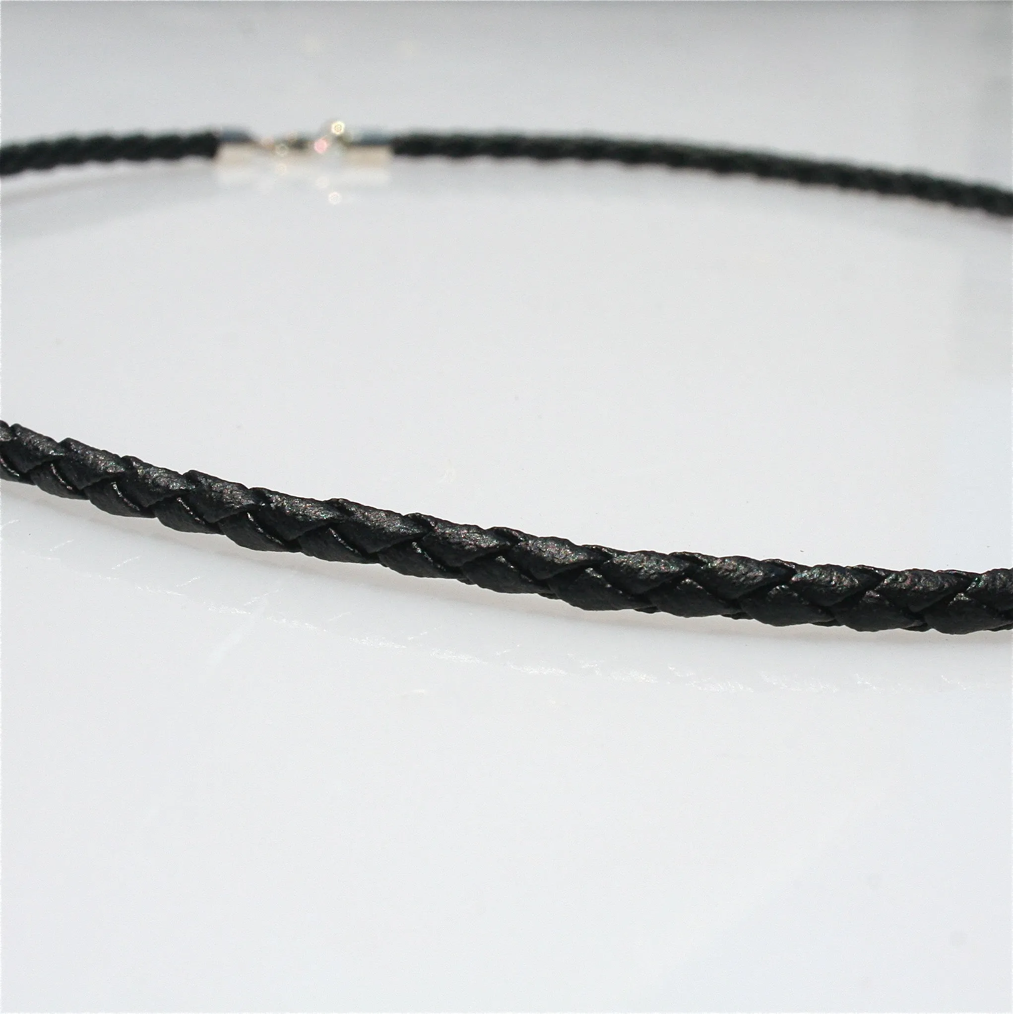 Black Braid Necklace with Sterling Silver Lobster Clasp