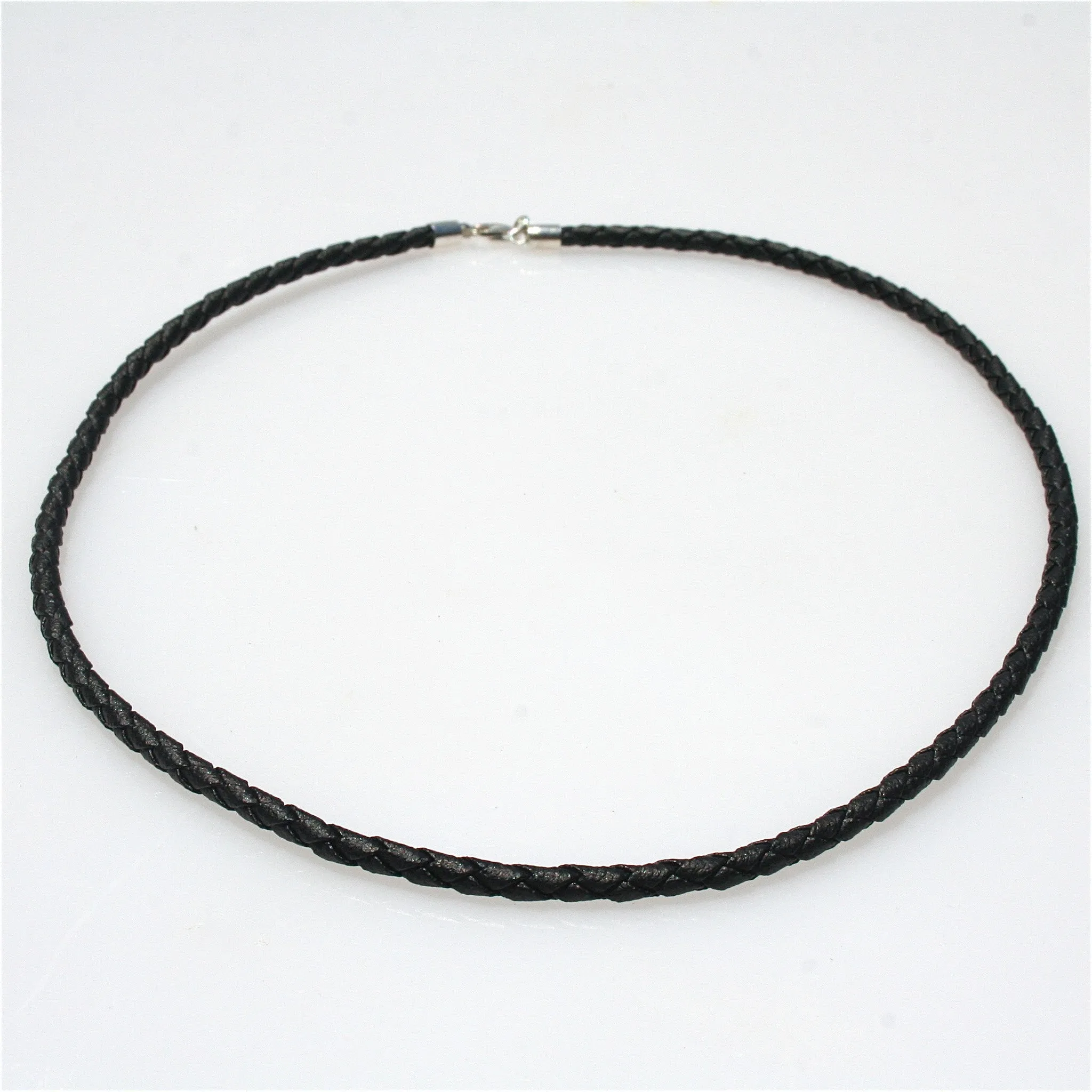 Black Braid Necklace with Sterling Silver Lobster Clasp