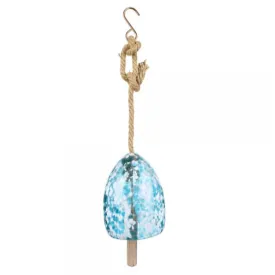 Blown Glass Bell Wind Chime, Blue/White