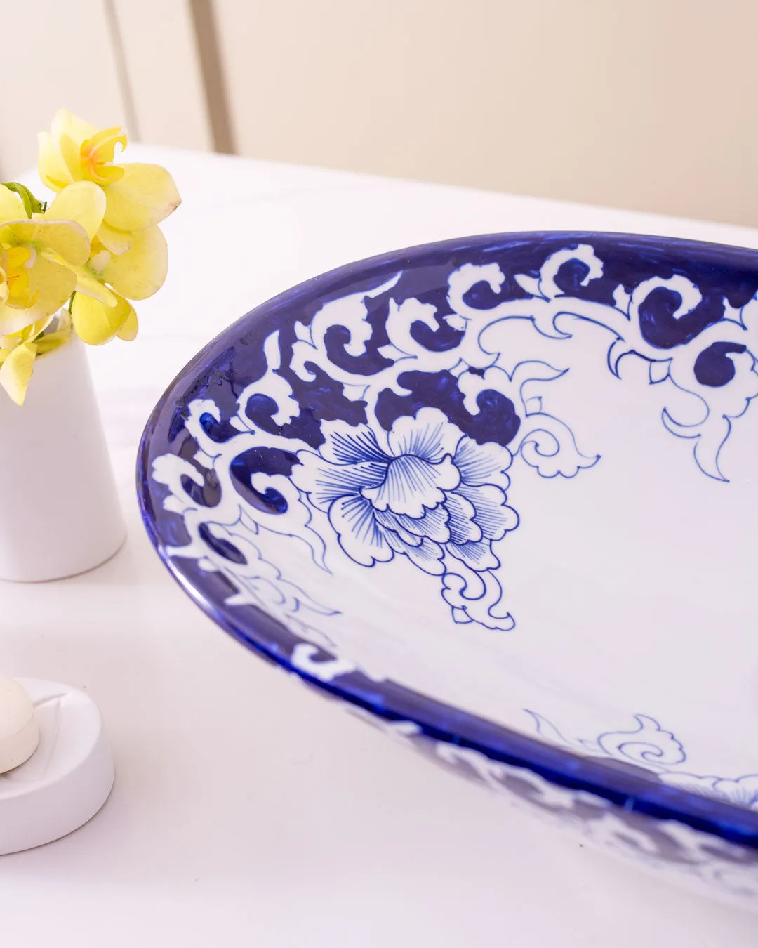 Blue Vine Porcelain Counter Top Basin