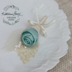 Boutonniere or corsage - lapel pin - Aqua mint - color options available