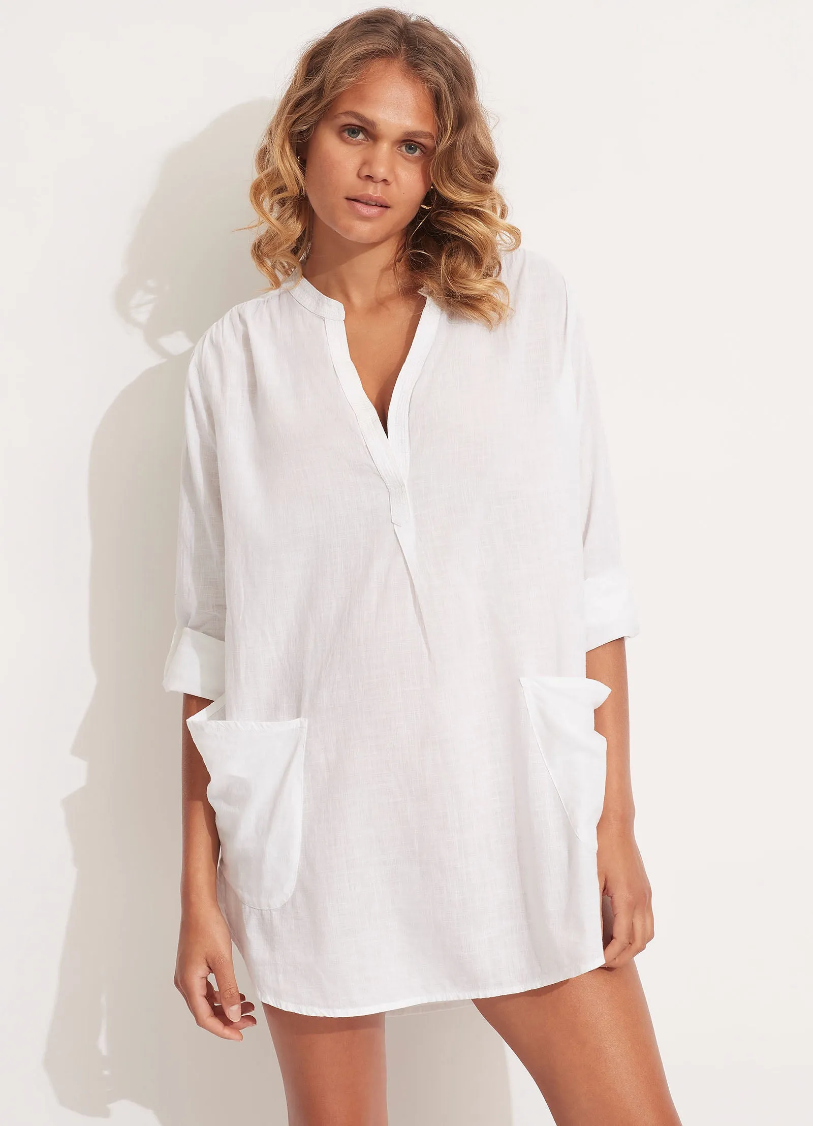 Boyfriend Beach Shirt - White