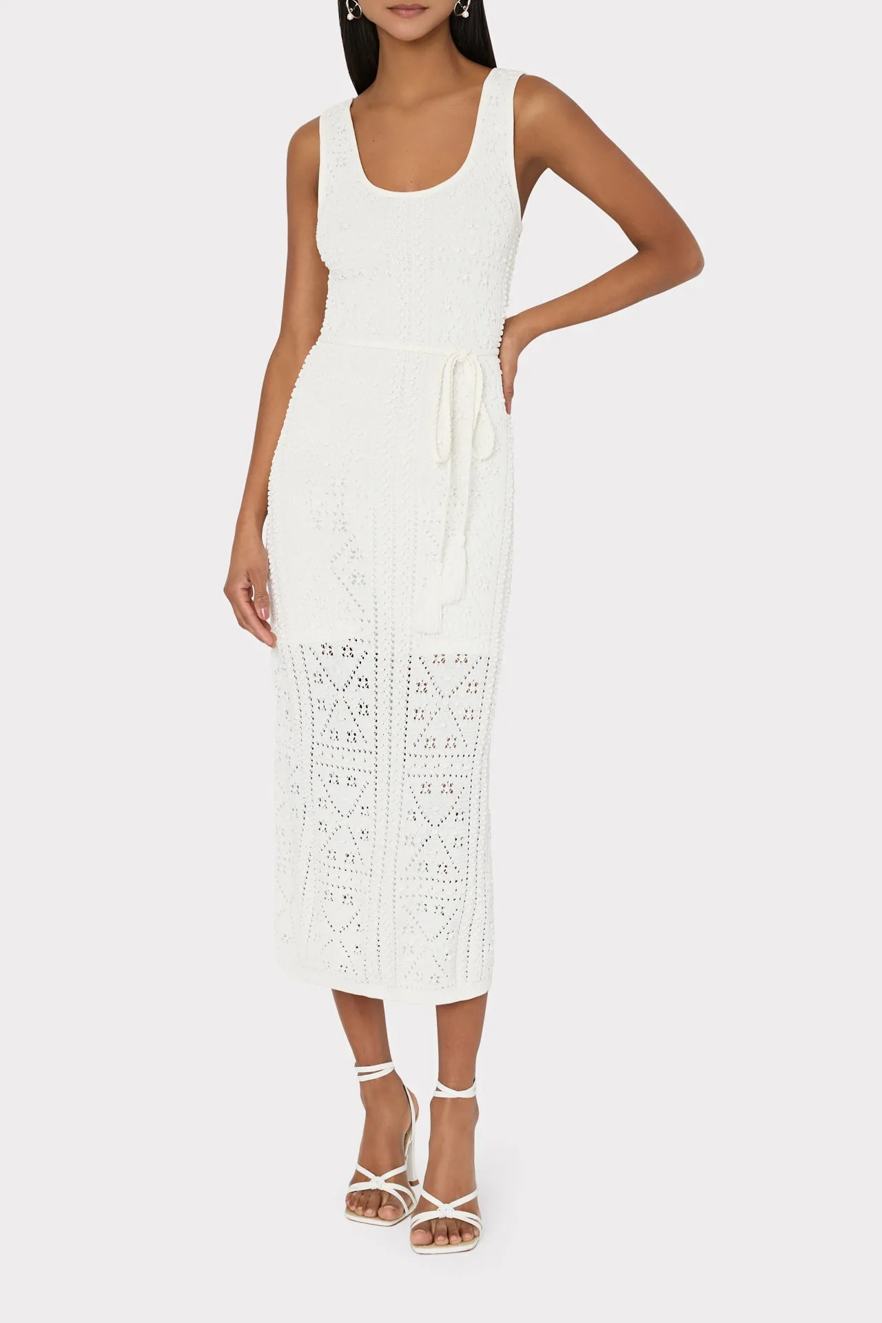 Bubble Pointelle Knit Midi Dress