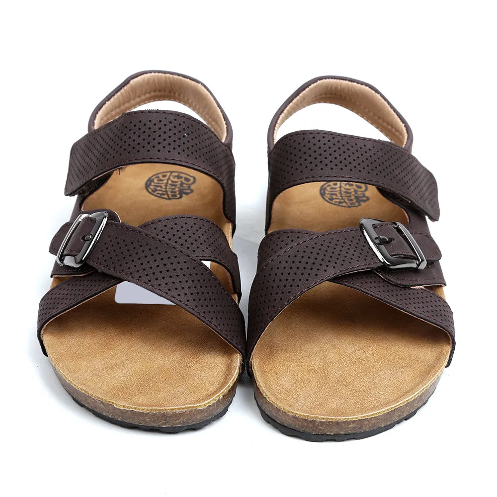 Buckle Strap Sandal For Boys - Brown