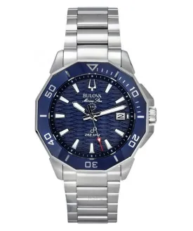 Stainless Steel Bulova Marine Star Precisionist Quartz Watch with Blue Dial