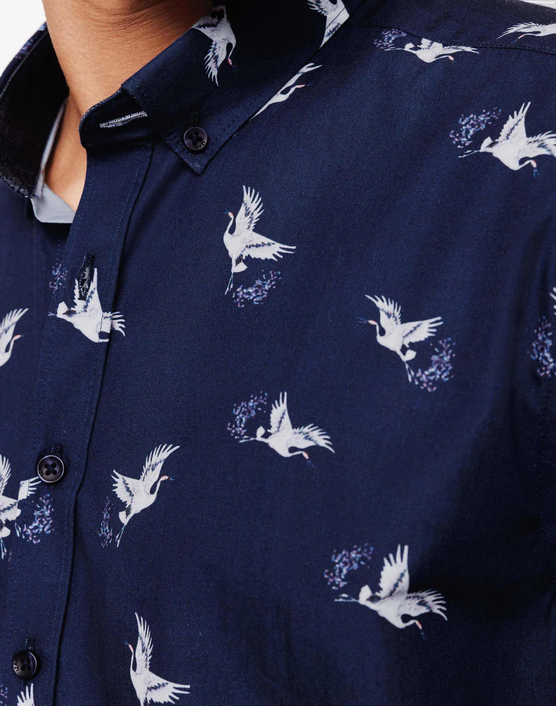 Chemise casual manches courtes motif oiseaux