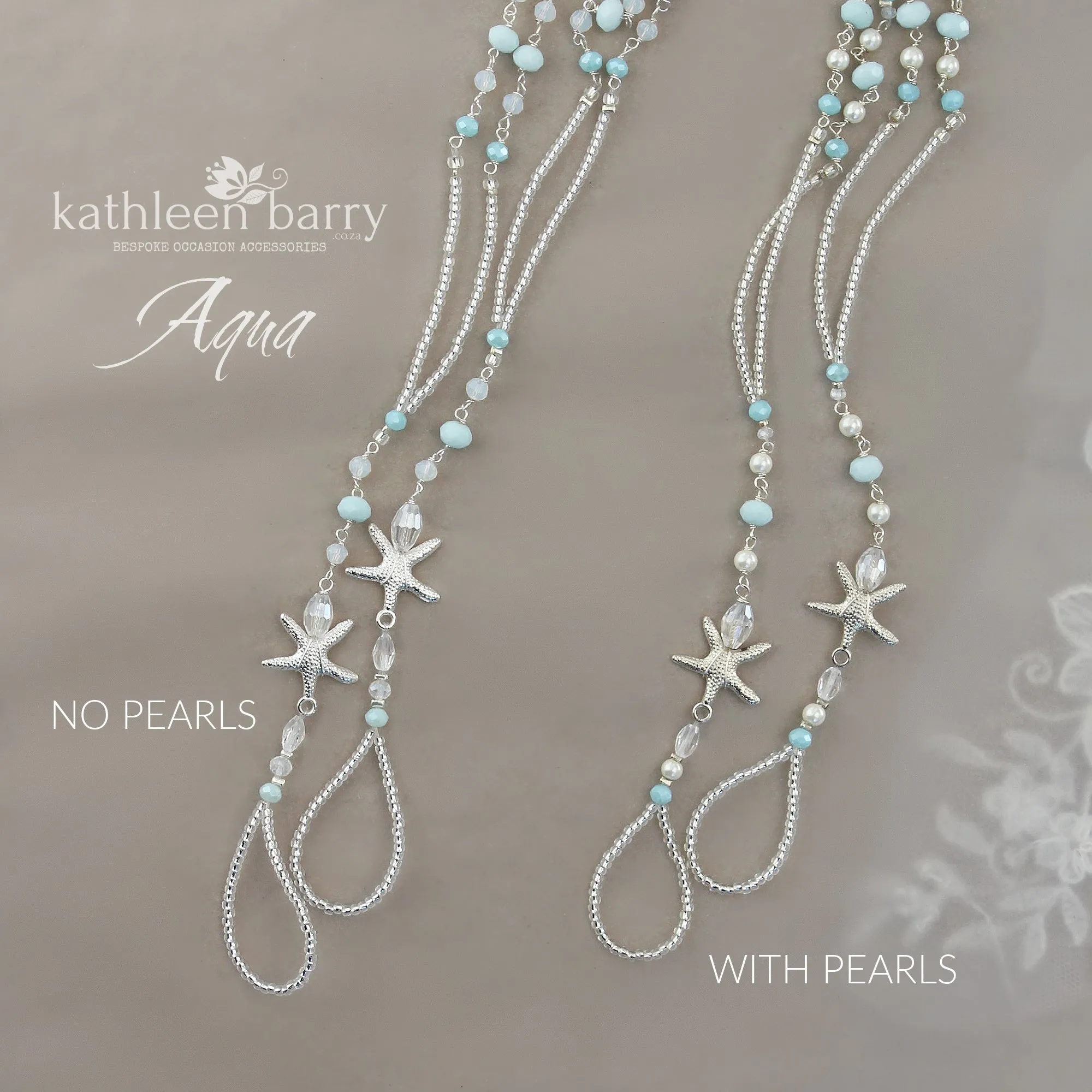 Cherize starfish Barefoot Jewellery Sandals for Brides and bridal party - (Pair) Available in Rose gold, gold or silver