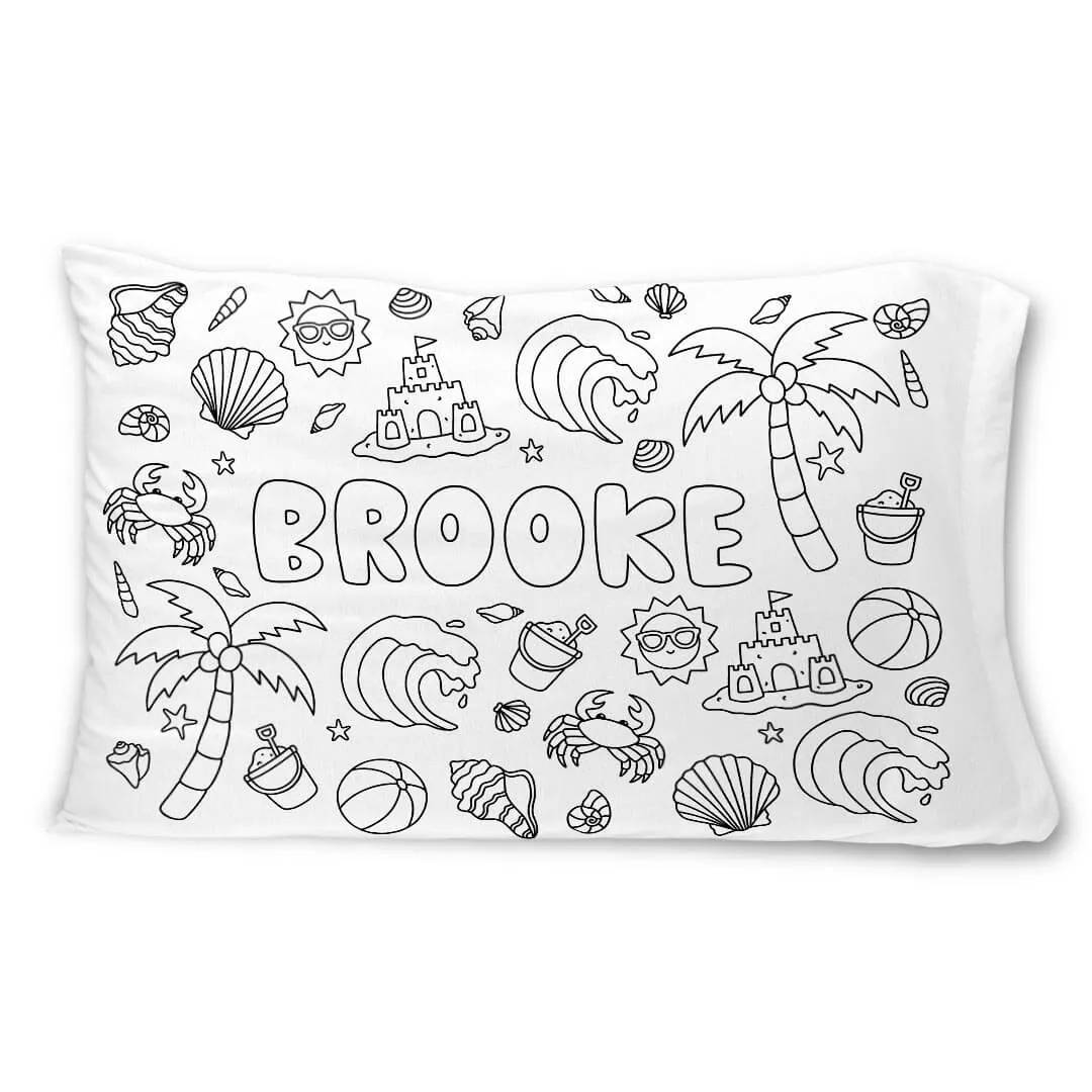 Colorable Personalized Pillowcase | Beach Bash