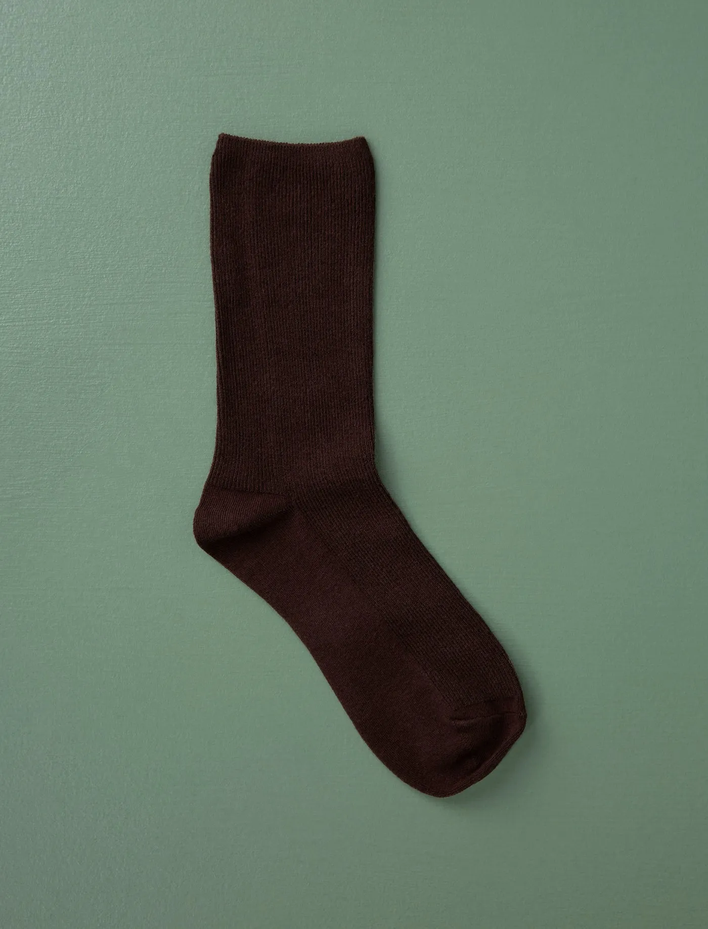 Cotton Fine Ribbed Socks // Dark Chocolate