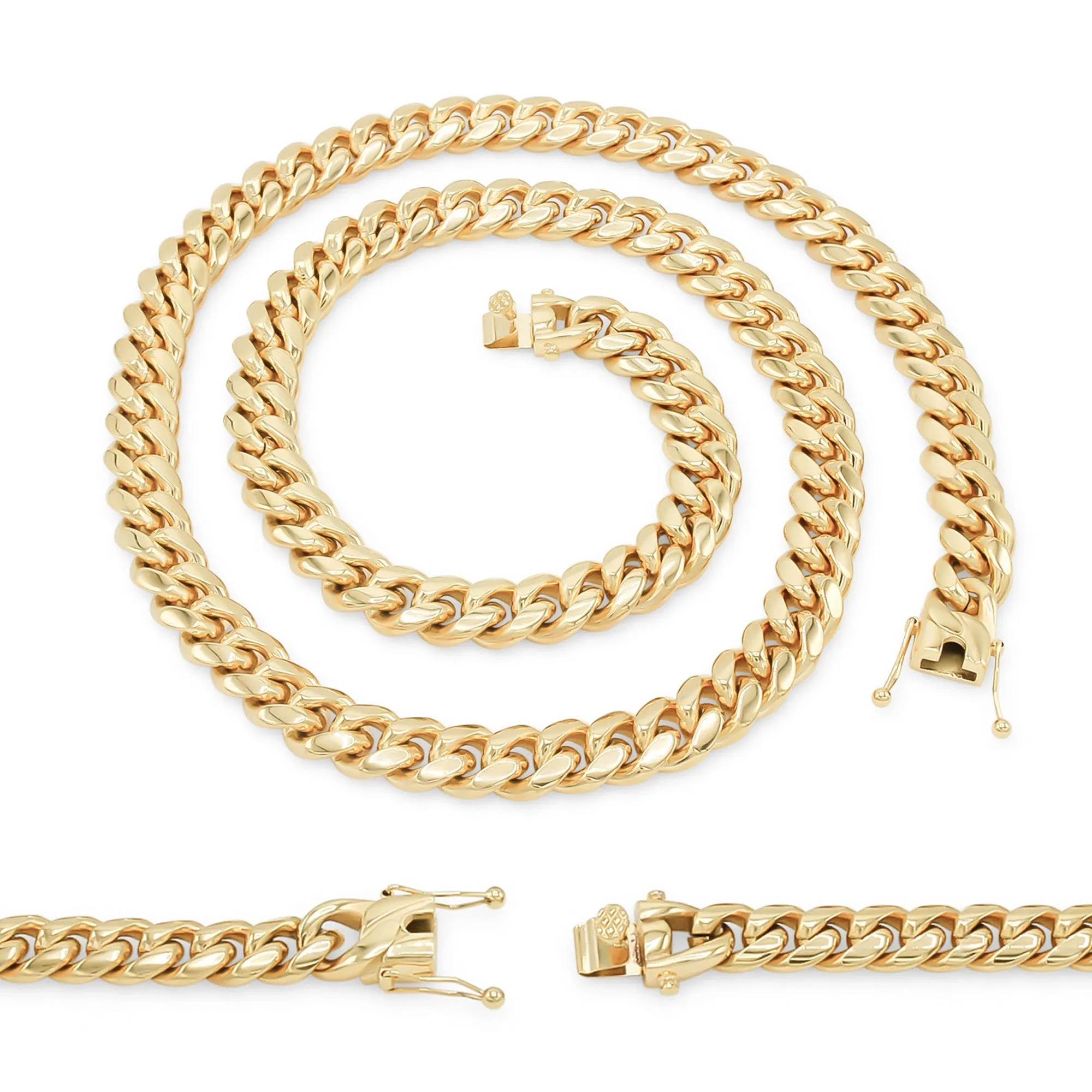 Cuban Link Chain 14K Gold Plated Curb Necklace 30" Stainless Steel Jewelry For Men