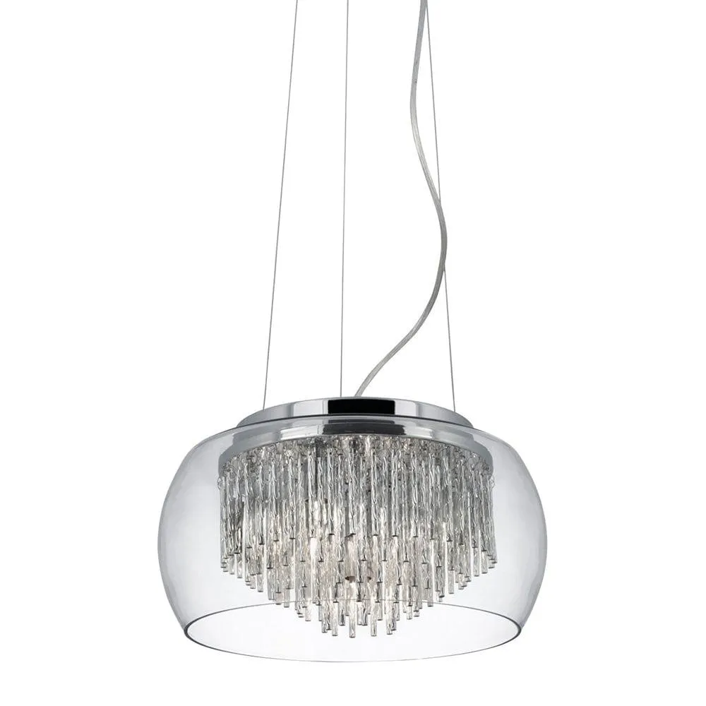 Curva 4 Light Bathroom Pendant Glass Shade & Spiral Tubes