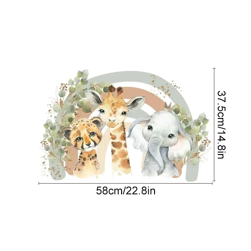 Cute Jungle Animal Friends Nursery Door Stickers Wall Decals Removable Peel & Stick Vinyl Wall Decal Creative DIY Kid's Room Home Decor